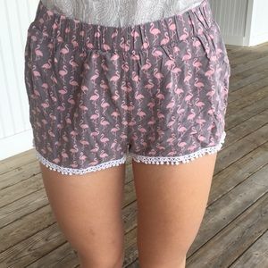 Flamingo shorts w white tassels